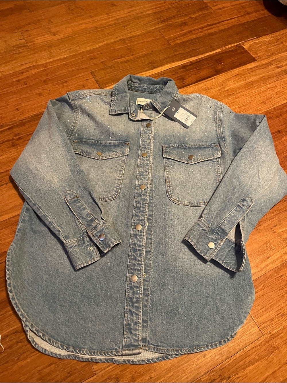Universal Thread Light Blue Denim Blinged out Shirt Jacket
